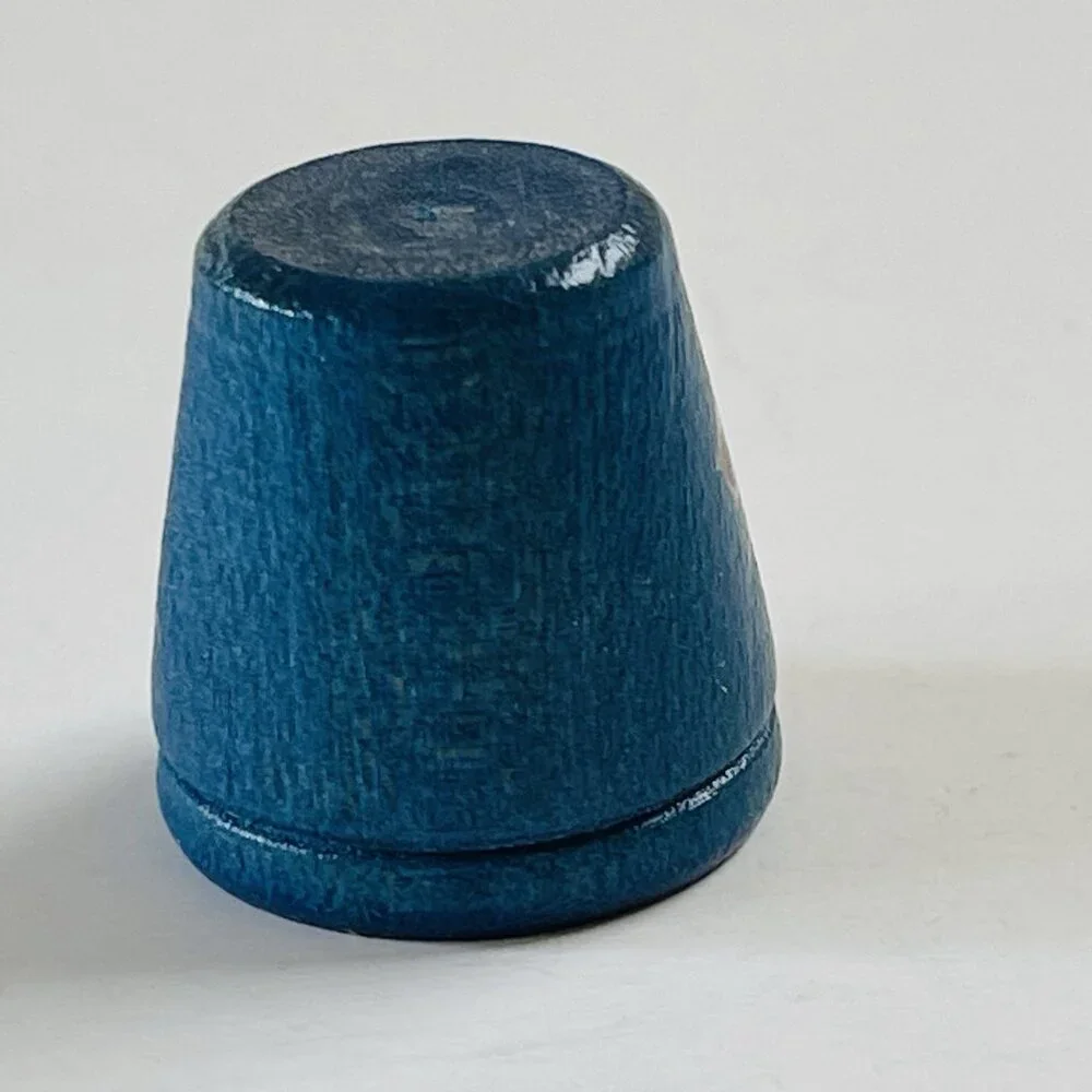 Sewing Quilting Thimble‎ No Size Blue Collectible Hand Painted Floral Decor
